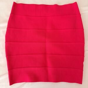 Wowcouture Neon Pink Bodycon Skirt Large Bandage Club Mini Skirt